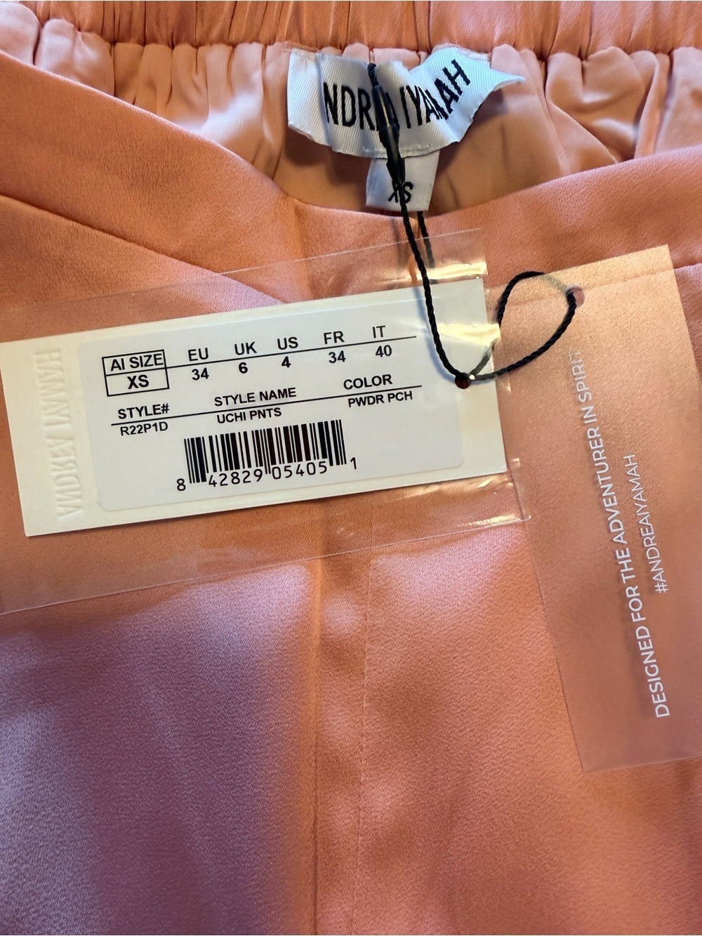 Andrea Iyamah Uchi Pants Powder Peach Satin Wide Leg XS - Picture 2 of 9
